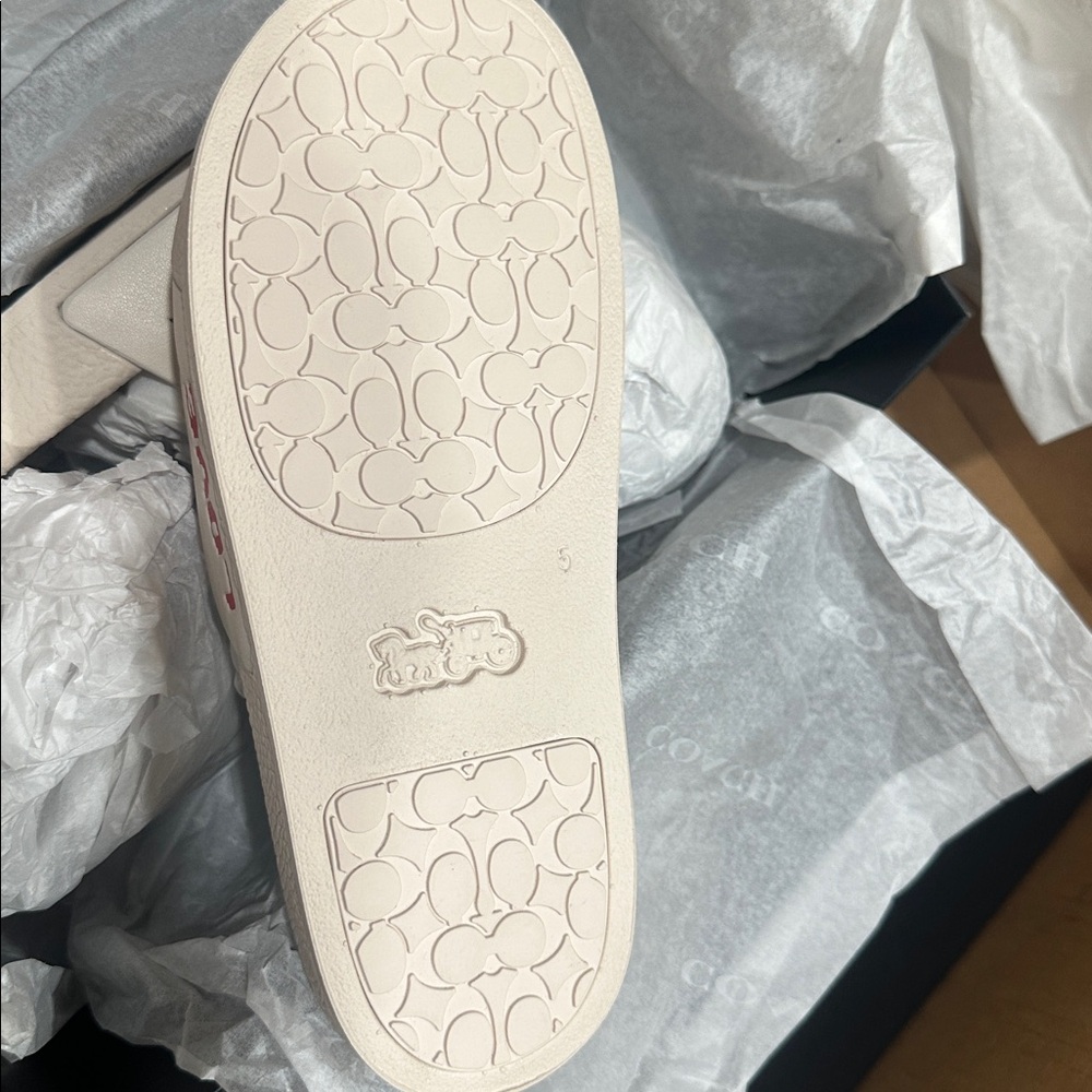Coach Cream Sandals with Graphic Design - Picture 11 of 14